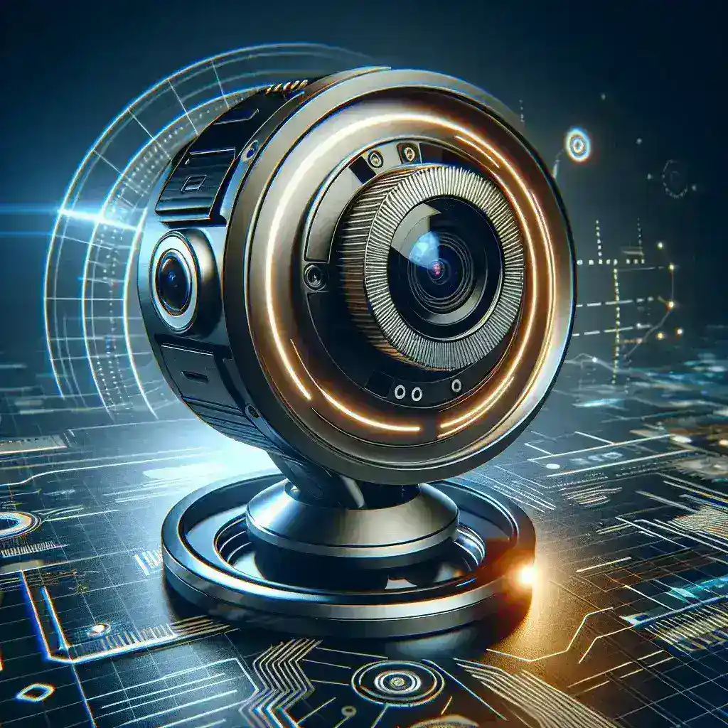 "Close-up view of the Insta360 Link 2 PTZ webcam showcasing its sleek design and advanced features for enhanced streaming and video conferencing."